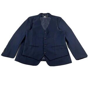 Cloudstyle Slim Fit 2 Button Suit Jacket and 4 Button Vest Blue Size Large